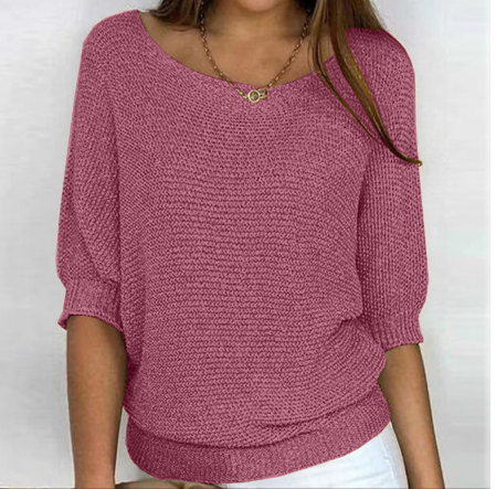 Luchtige dames trui | Halflange mouw gebreid shirt