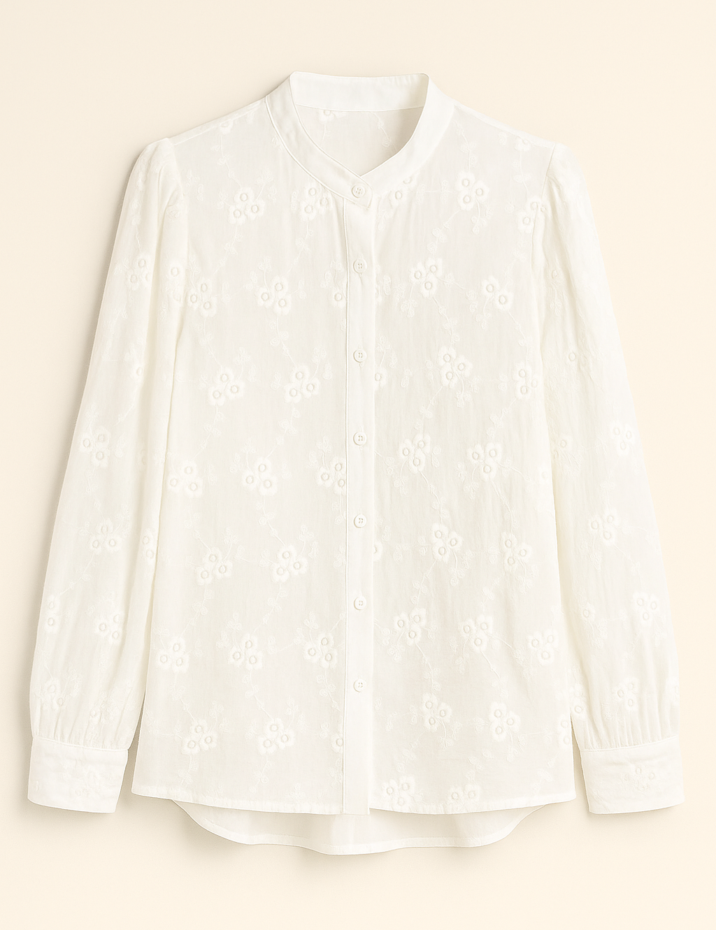 Witte dames blouse met borduurwerk v-hals