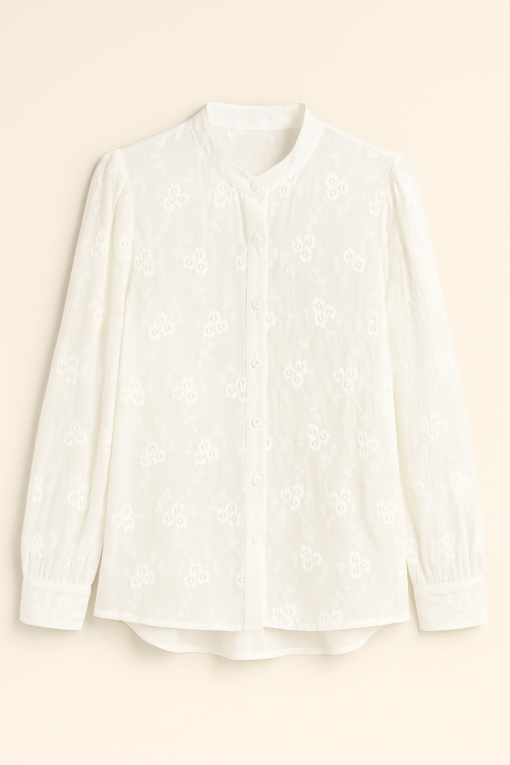Ladies blouse with lace embroidery and long sleeves