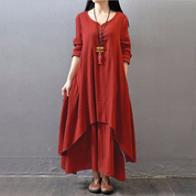 Dames zomerjurk maxi - Asymmetrisch en knoopdetails
