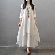 Dames zomerjurk maxi - Asymmetrisch en knoopdetails