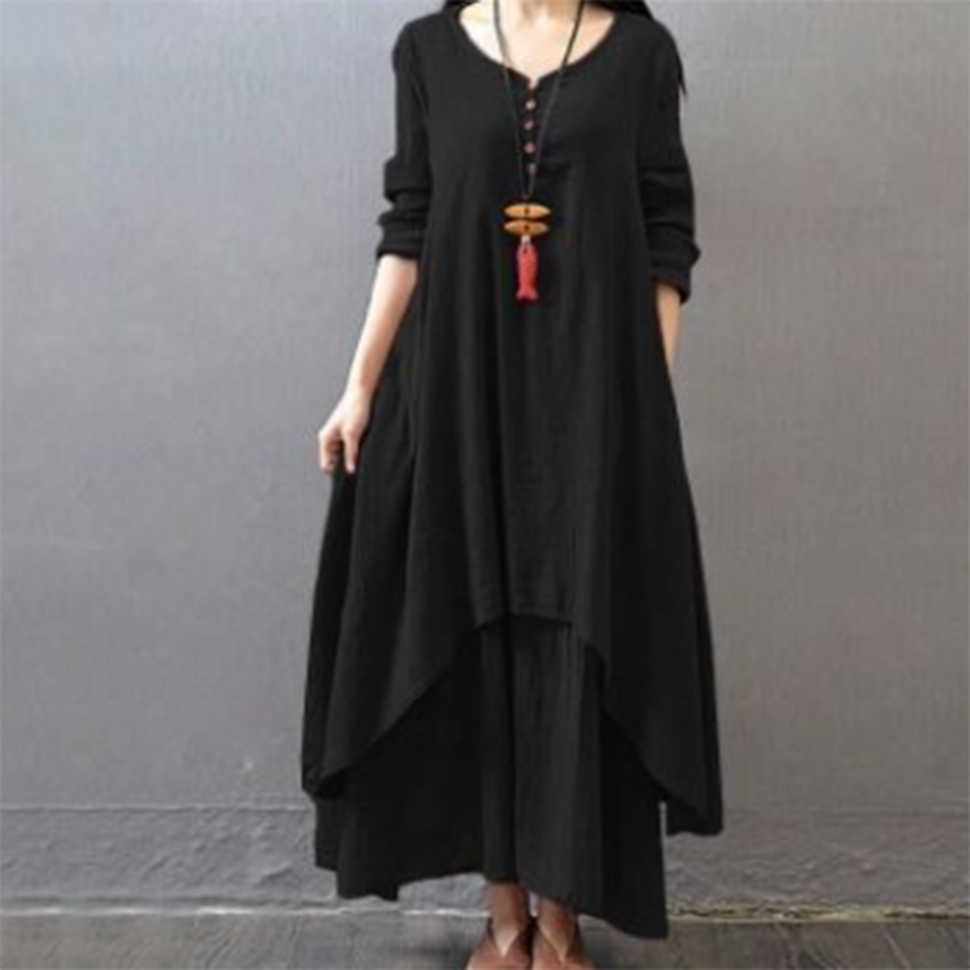Dames zomerjurk maxi - Asymmetrisch en knoopdetails