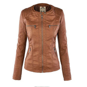 Dames jas met capuchon | Getailleerde jas in leren look