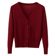 Klassiek Dames Vestje met V-hals | Dunne Cardigan Lange Mouw