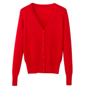 Klassiek Dames Vestje met V-hals | Dunne Cardigan Lange Mouw