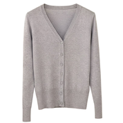 Klassiek Dames Vestje met V-hals | Dunne Cardigan Lange Mouw
