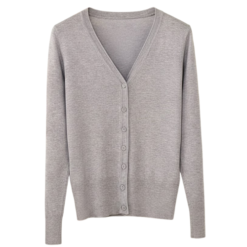 Klassiek Dames Vestje met V-hals | Dunne Cardigan Lange Mouw