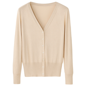 Klassiek Dames Vestje met V-hals | Dunne Cardigan Lange Mouw