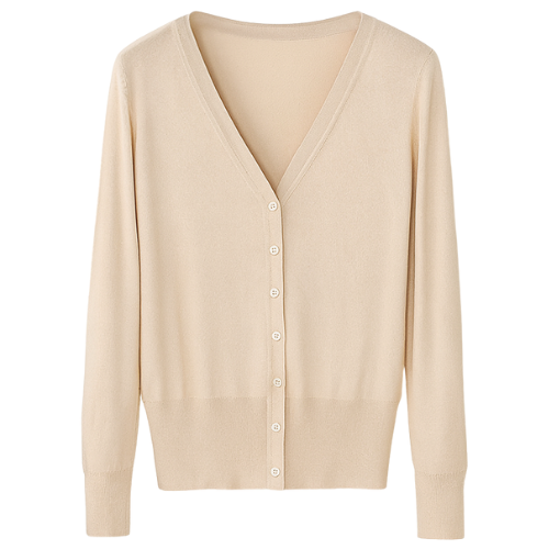 Klassiek Dames Vestje met V-hals | Dunne Cardigan Lange Mouw