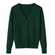 Klassiek Dames Vestje met V-hals | Dunne Cardigan Lange Mouw