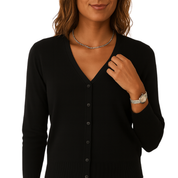 Klassiek Dames Vestje met V-hals | Dunne Cardigan Lange Mouw