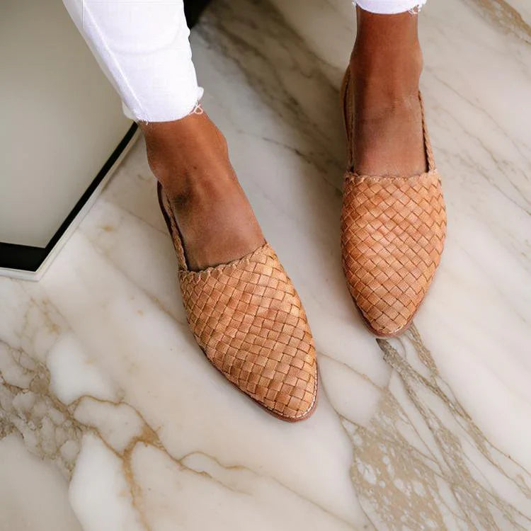Dames instappers met geweven patroon | Platte schoenen