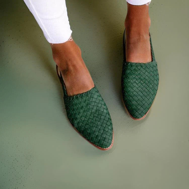 Dames instappers met geweven patroon | Platte schoenen