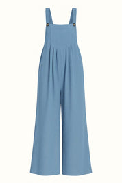 Dames linnen look jumpsuit met losse pasvorm en zijzakken