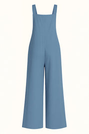 Dames linnen look jumpsuit met losse pasvorm en zijzakken