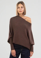 Elegante losvallende dames top | Luxe trui met wijde hals