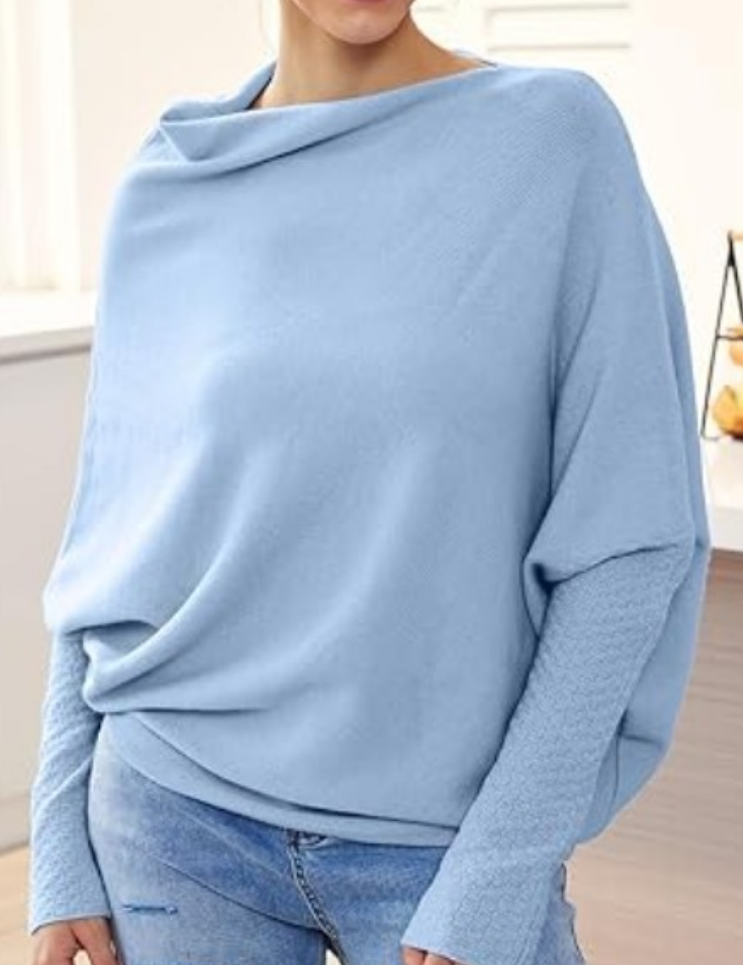 Elegante losvallende dames top | Luxe trui met wijde hals