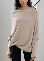 Elegante losvallende dames top | Luxe trui met wijde hals