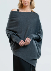 Elegante losvallende dames top | Luxe trui met wijde hals