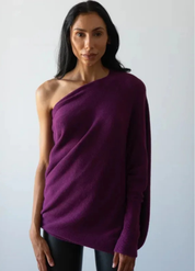 Elegante losvallende dames top | Luxe trui met wijde hals