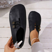 Dames Instapschoen Flexibele Zool | Platte Schoenen met Decoratieve Knoopjes