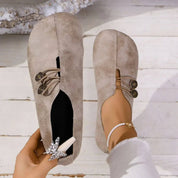 Dames Instapschoen Flexibele Zool | Platte Schoenen met Decoratieve Knoopjes