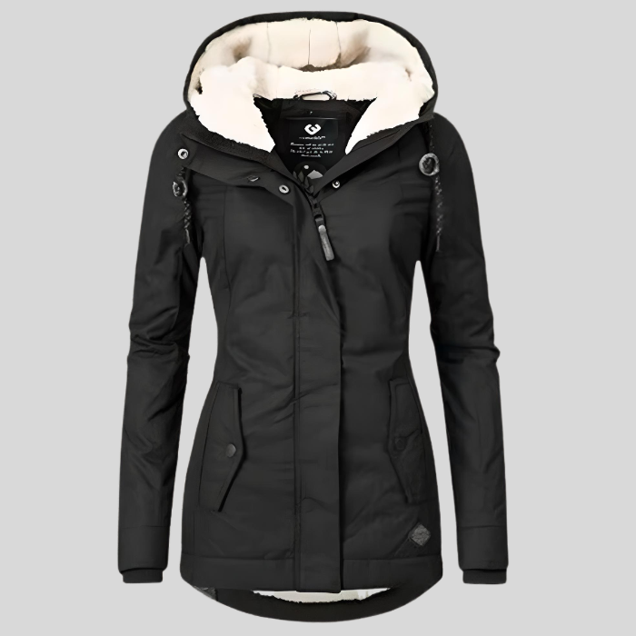 Dames winterjas met capuchon | Warme gewatteerde jas met fleece voering