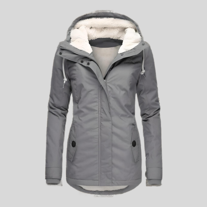 Dames winterjas met capuchon | Warme gewatteerde jas met fleece voering
