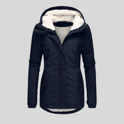 Dames winterjas met capuchon | Warme gewatteerde jas met fleece voering