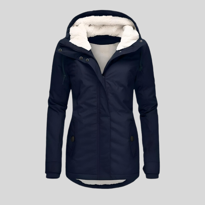 Dames winterjas met capuchon | Warme gewatteerde jas met fleece voering