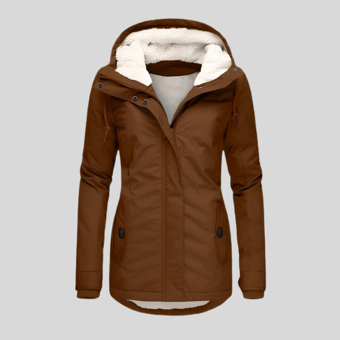 Dames winterjas met capuchon | Warme gewatteerde jas met fleece voering