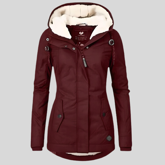Dames winterjas met capuchon | Warme gewatteerde jas met fleece voering