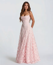 Dames avondjurk maxi met kanten bloemenprint en bandjes