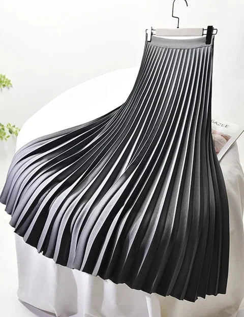 Dames plooirok lang met elastische taille