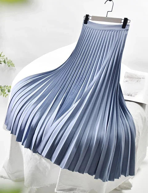 Dames plooirok lang met elastische taille