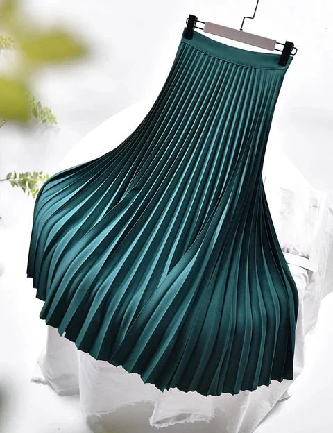 Dames plooirok lang met elastische taille