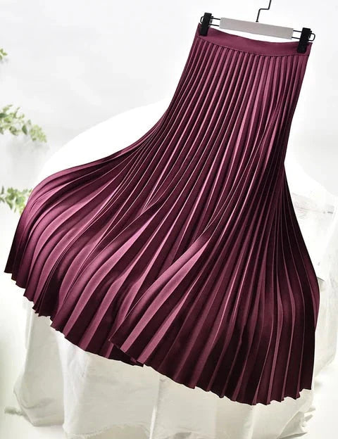 Dames plooirok lang met elastische taille