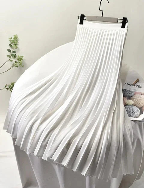 Dames plooirok lang met elastische taille