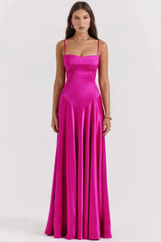 Satijnen Corset Maxi Jurk met Lace-Up Rug