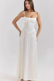Satijnen Corset Maxi Jurk met Lace-Up Rug