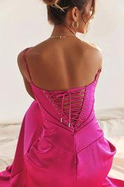 Satijnen Corset Maxi Jurk met Lace-Up Rug