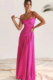 Satijnen Corset Maxi Jurk met Lace-Up Rug