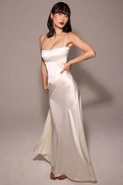 Satijnen Corset Maxi Jurk met Lace-Up Rug