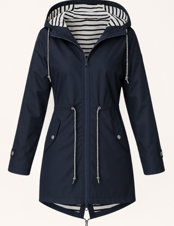 NavyBlueWomen_sAdjustableFitWaterproofRainJacketonthemodel_2.png