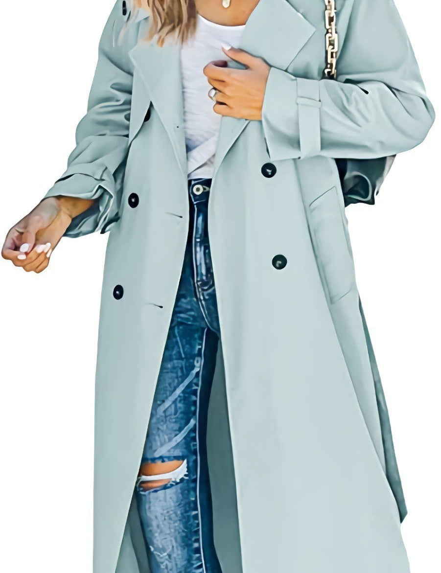 Lange dames trenchcoat met reverskraag