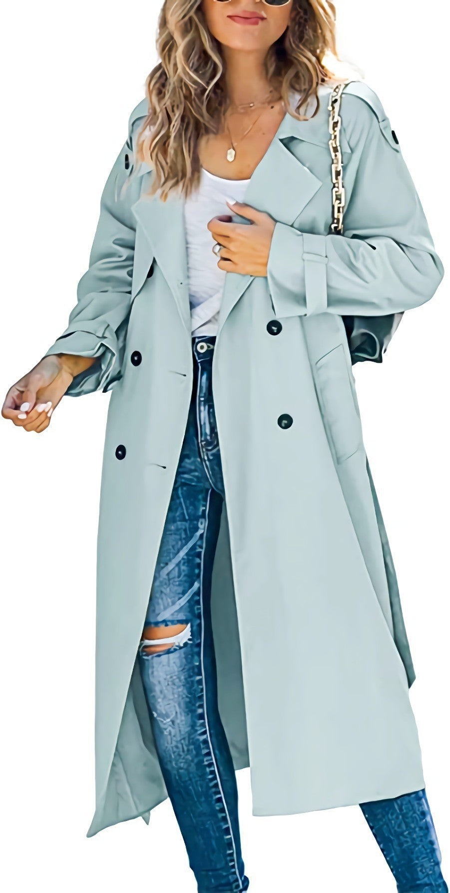 Lange dames trenchcoat met reverskraag