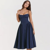 Dames zomerjurk met corset en verstelbare bandjes midi