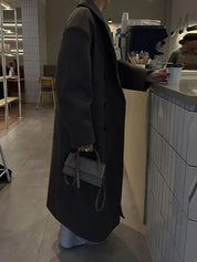 Dames oversized mantel met wollen look voor winter