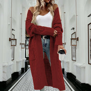 Lange gebreide cardigan dames met zakken