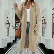 Lange gebreide cardigan dames met zakken